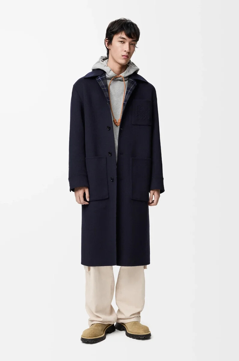 cappotto in lana e cashmere blu navygrigio