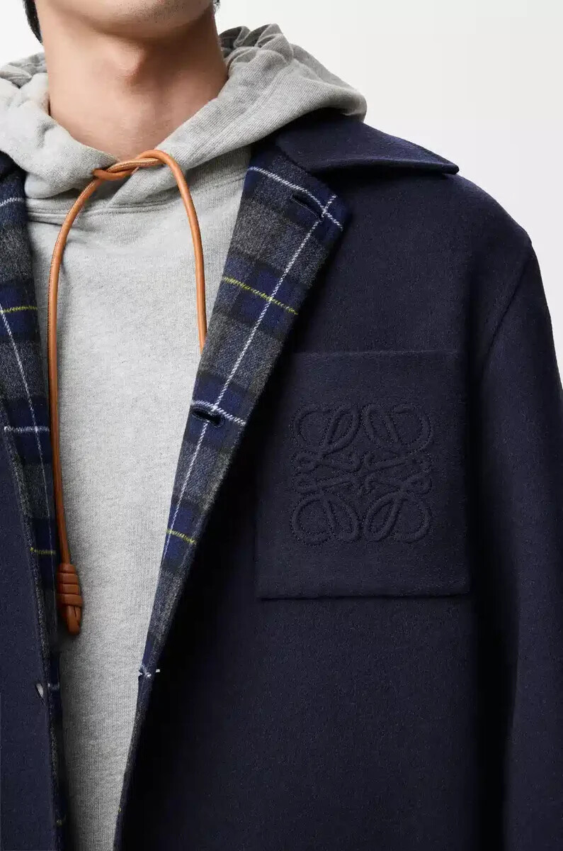 cappotto in lana e cashmere blu navygrigio