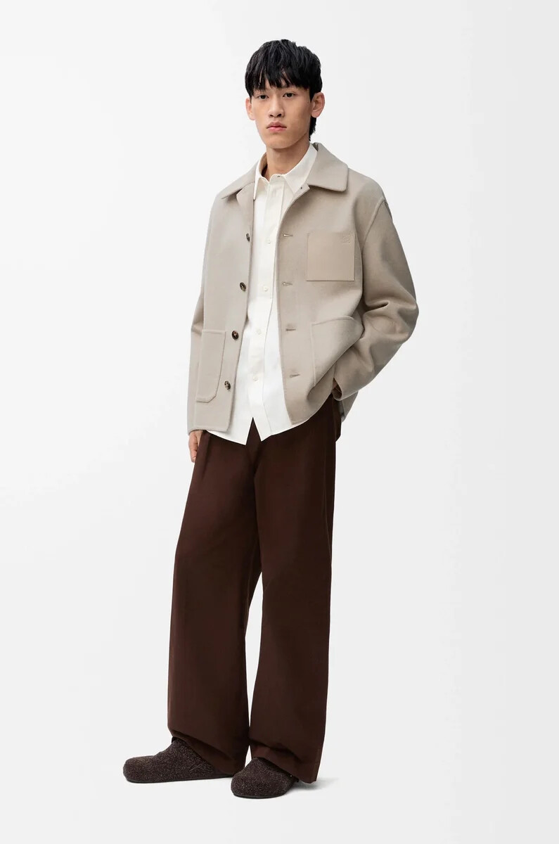 giacca da lavoro in lana e cashmere light beige melange