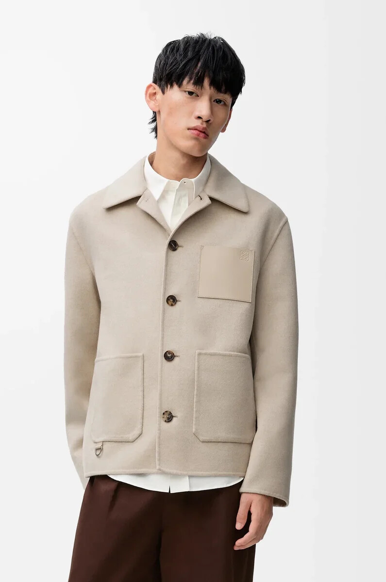 giacca da lavoro in lana e cashmere light beige melange