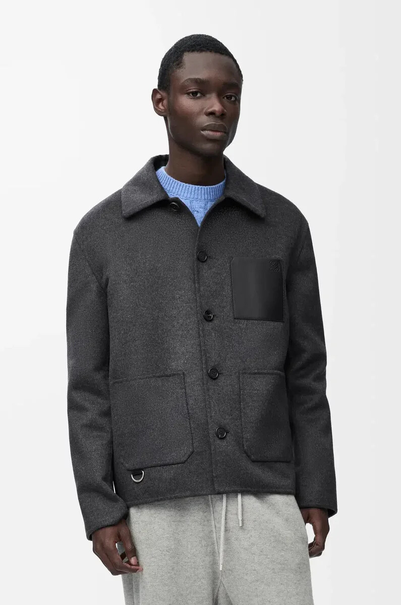 giacca da lavoro in lana e cashmere charcoal melange