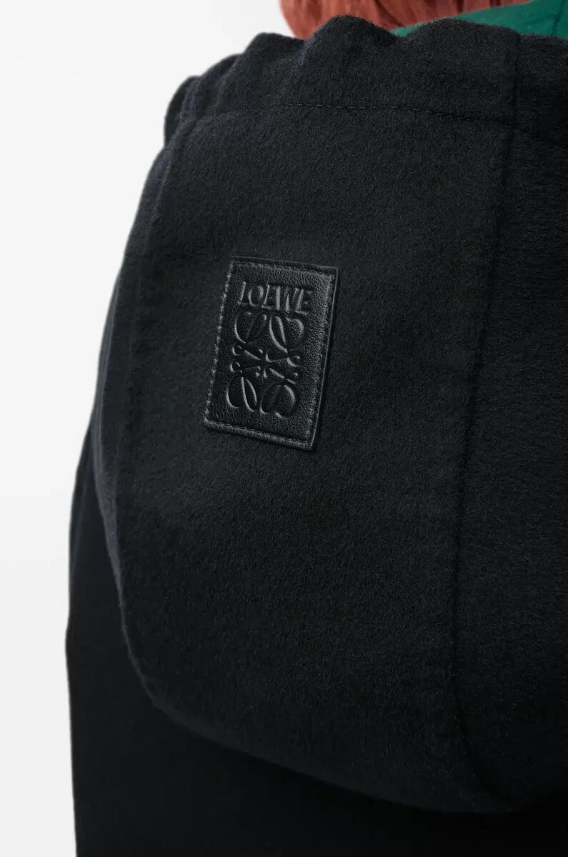 giacca con cappuccio in lana e cashmere neroverde