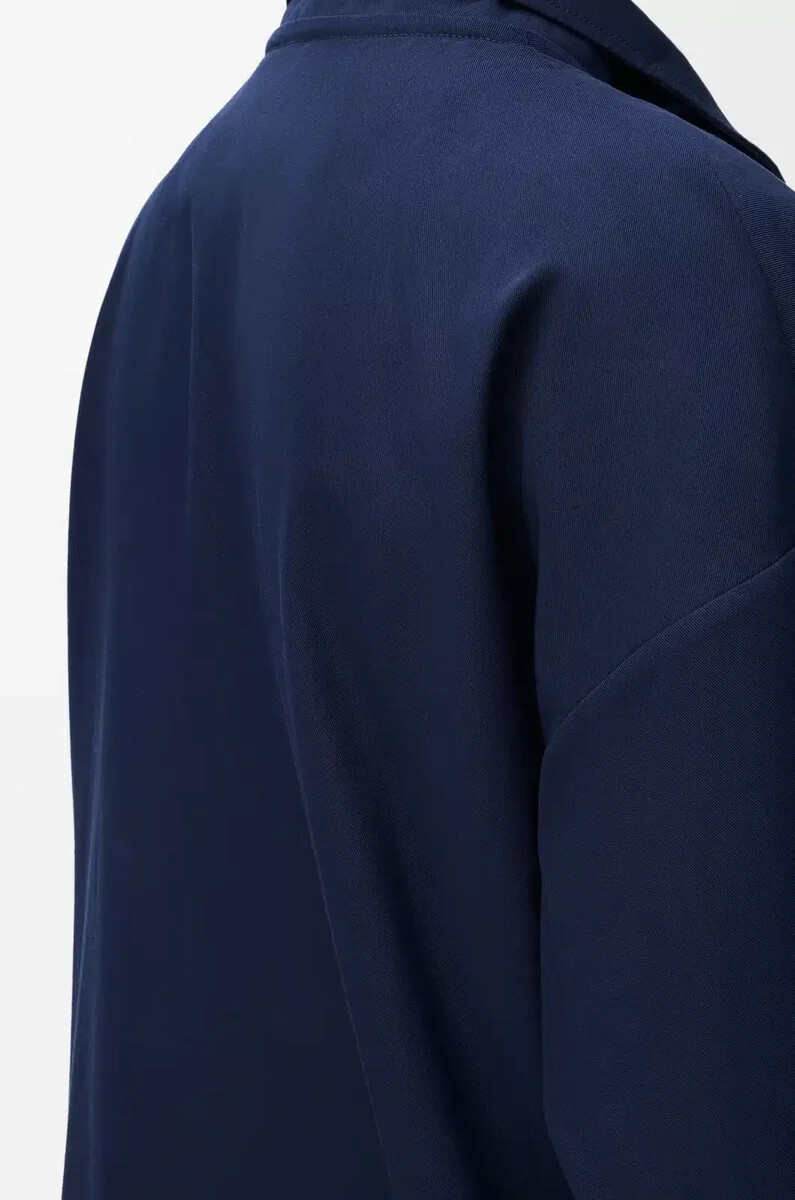 giacca con cappuccio in cotone blu navybeige