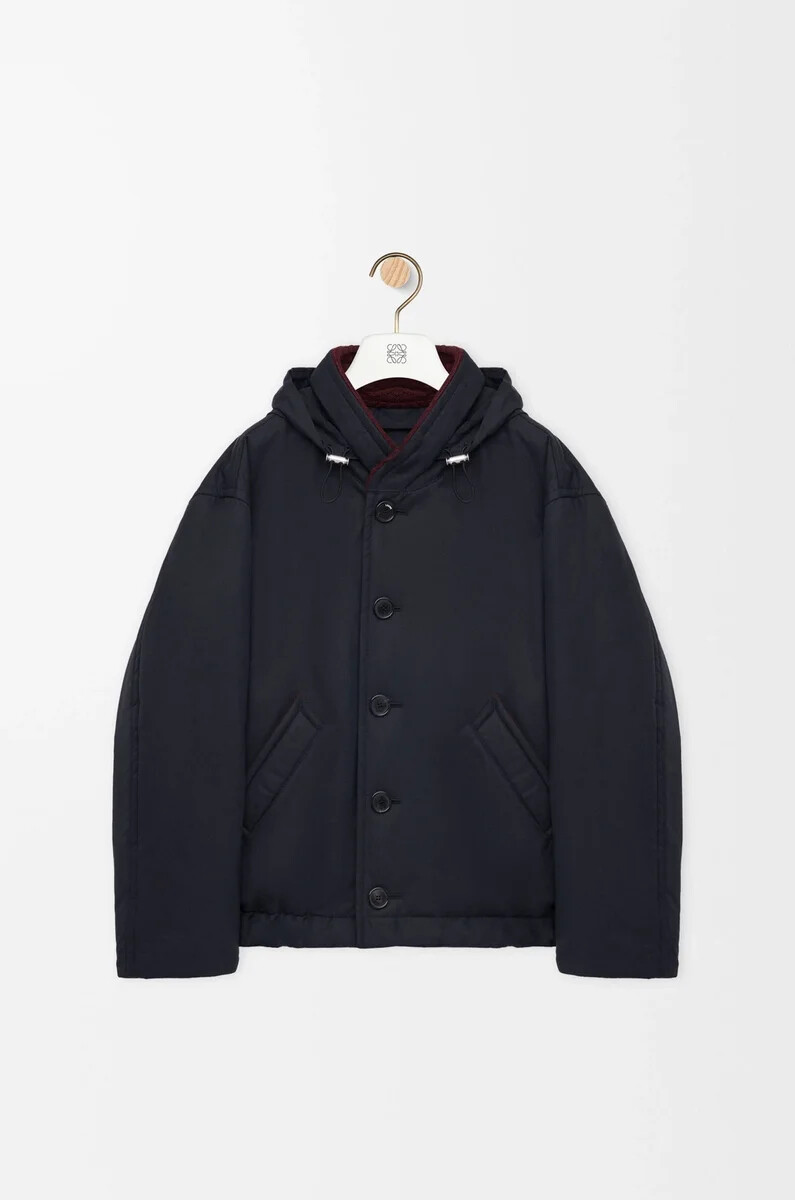 giacca imbottita in cotone tecnico blu navy