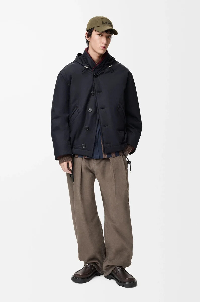 giacca imbottita in cotone tecnico blu navy