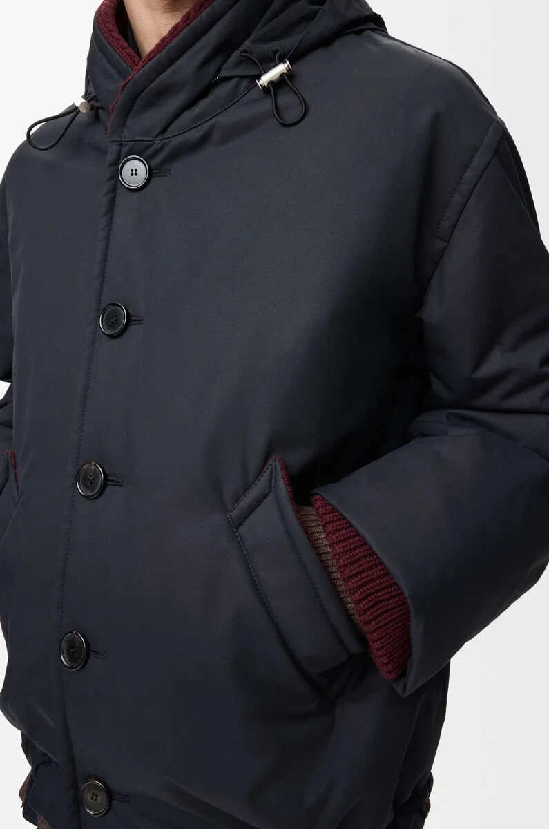 giacca imbottita in cotone tecnico blu navy