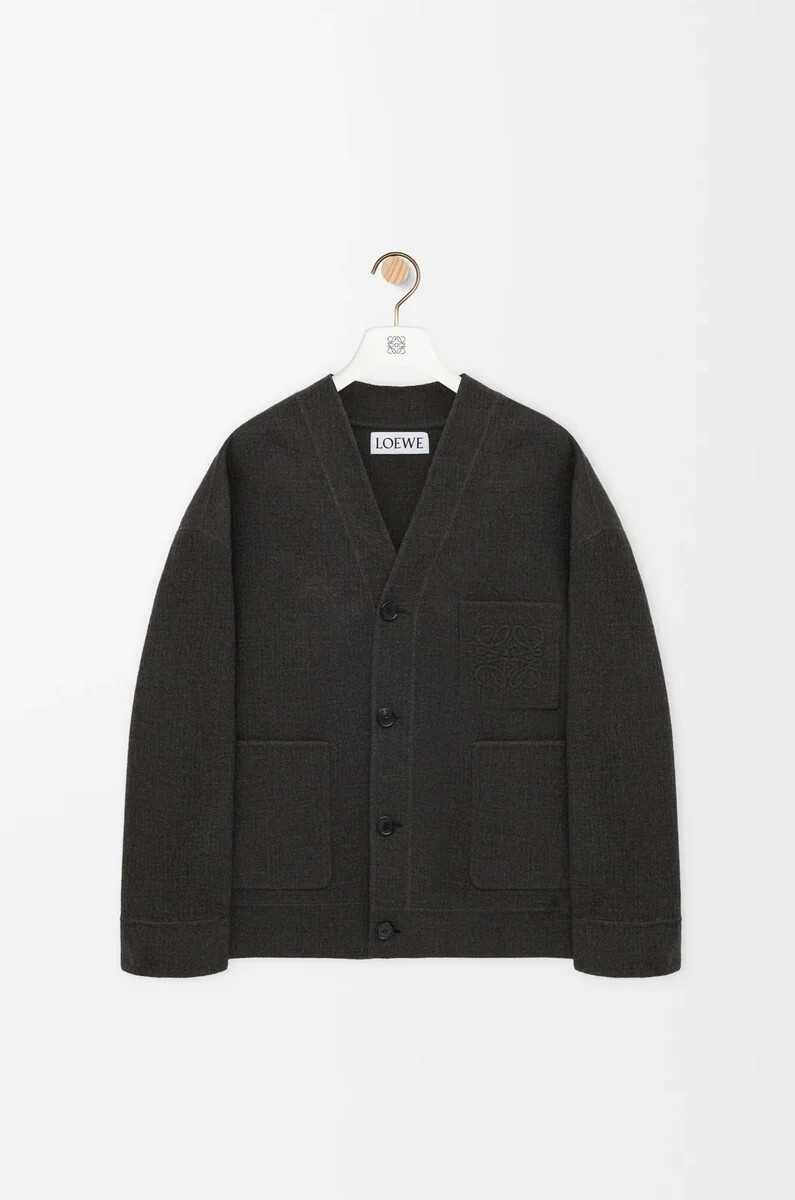 cardigan in lana e seta marrone cachiblu