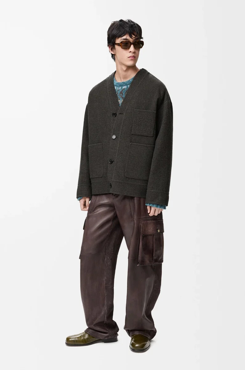 cardigan in lana e seta marrone cachiblu