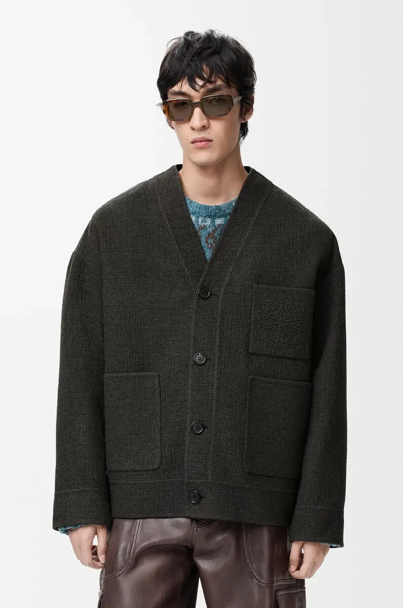 cardigan in lana e seta marrone cachiblu