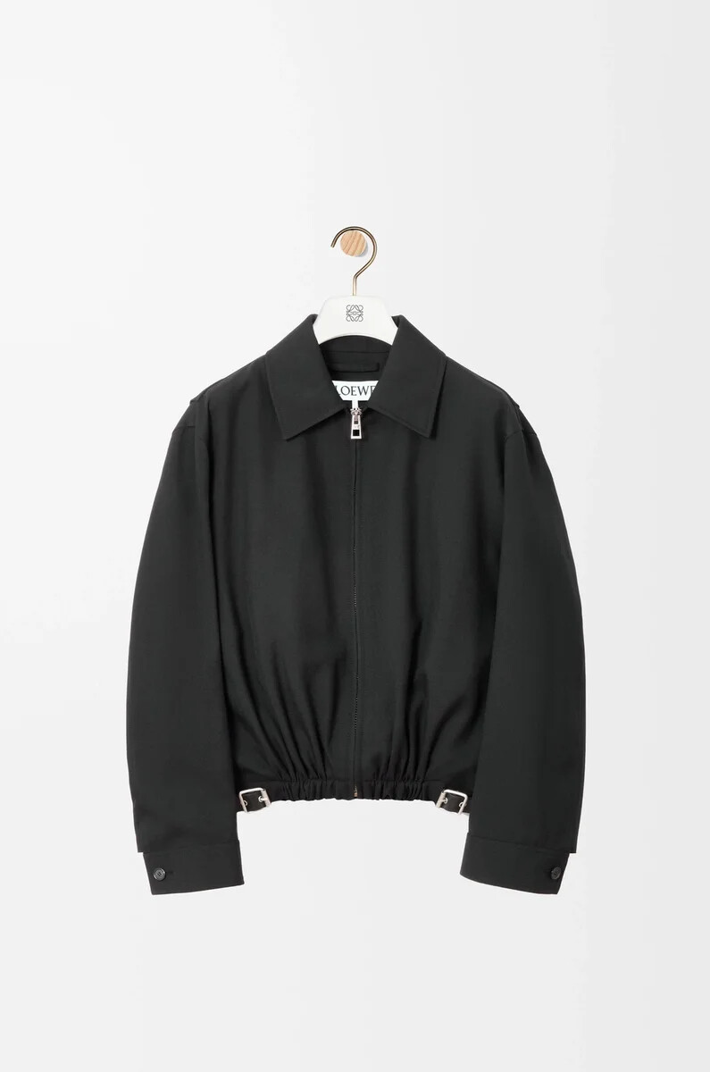 giacca con cintura in lana nero