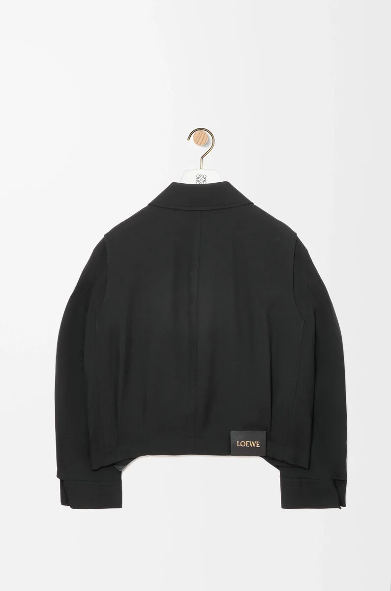 giacca con cintura in lana nero