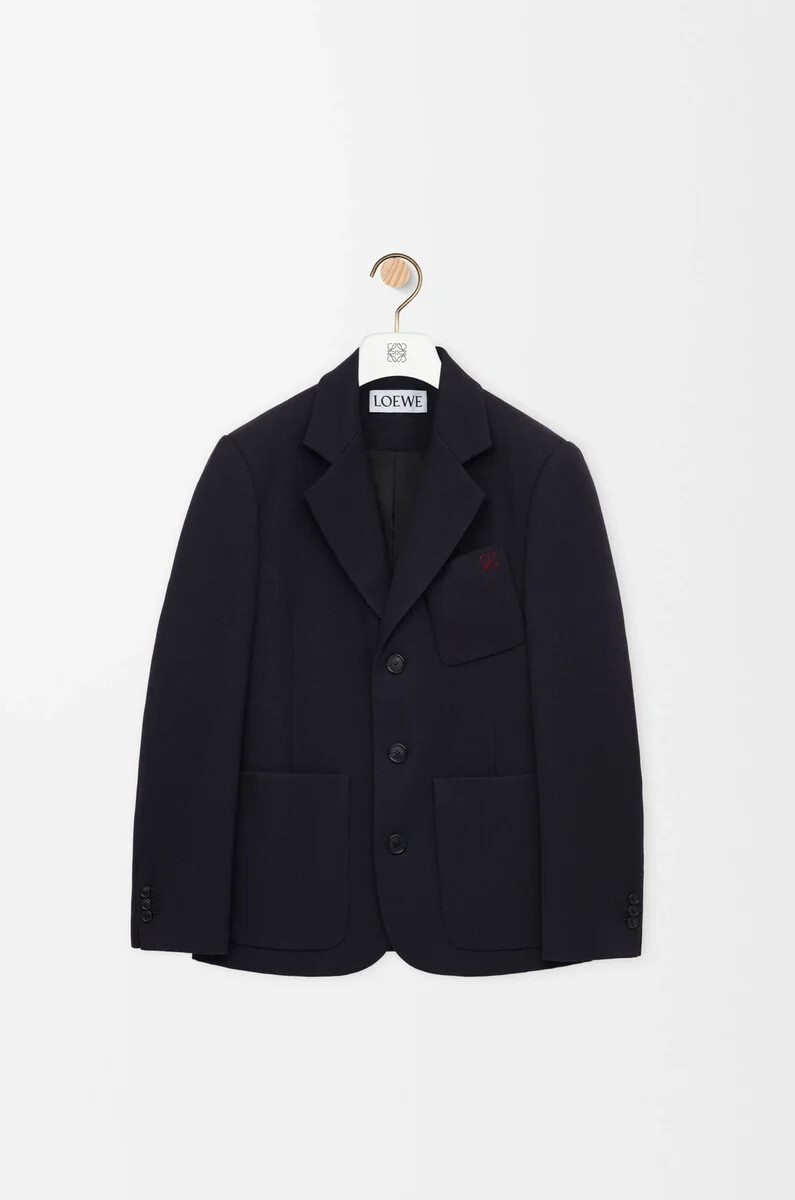 giacca in lana blu navy scuro