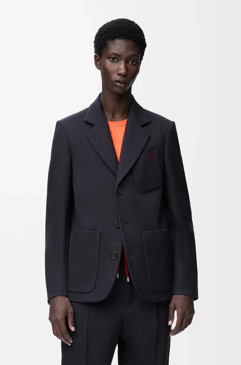 giacca in lana blu navy scuro