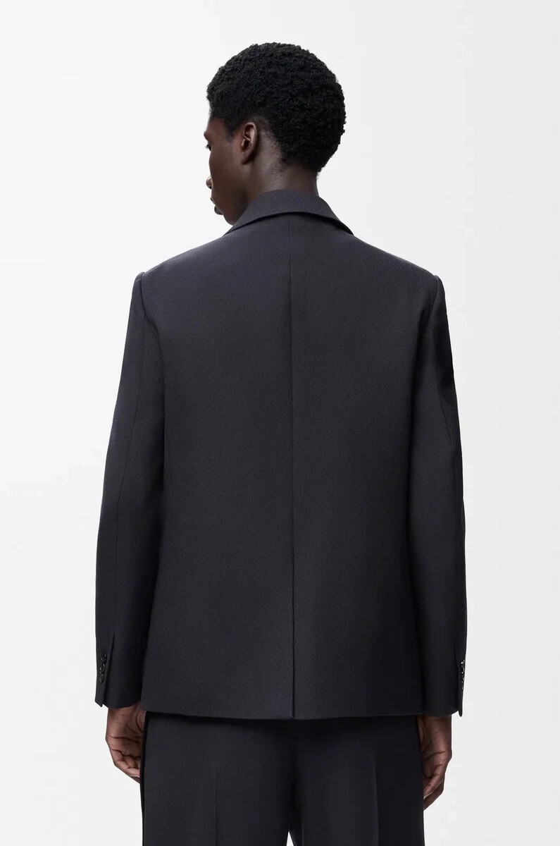 giacca in lana blu navy scuro