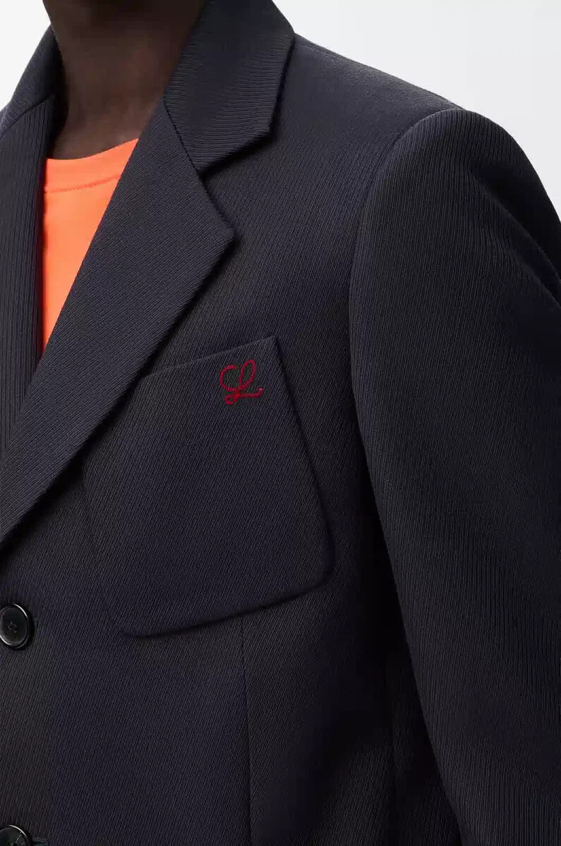 giacca in lana blu navy scuro