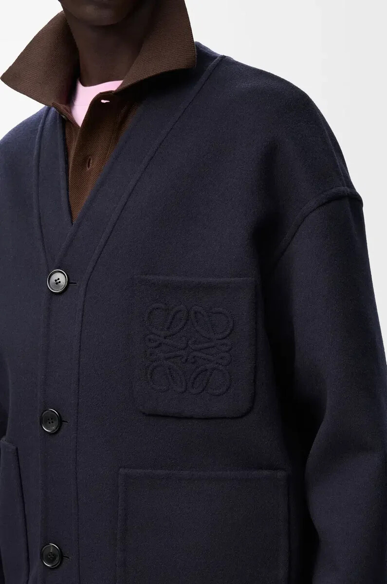 cardigan in lana e cashmere blu navygrigio