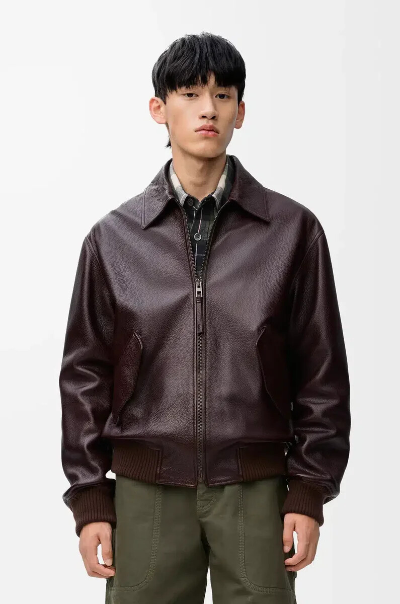 giacca da aviatore in pelle di daino oxblood