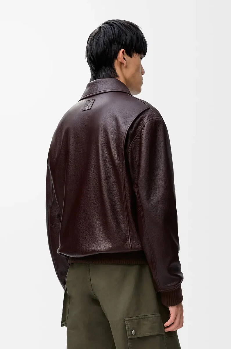 giacca da aviatore in pelle di daino oxblood