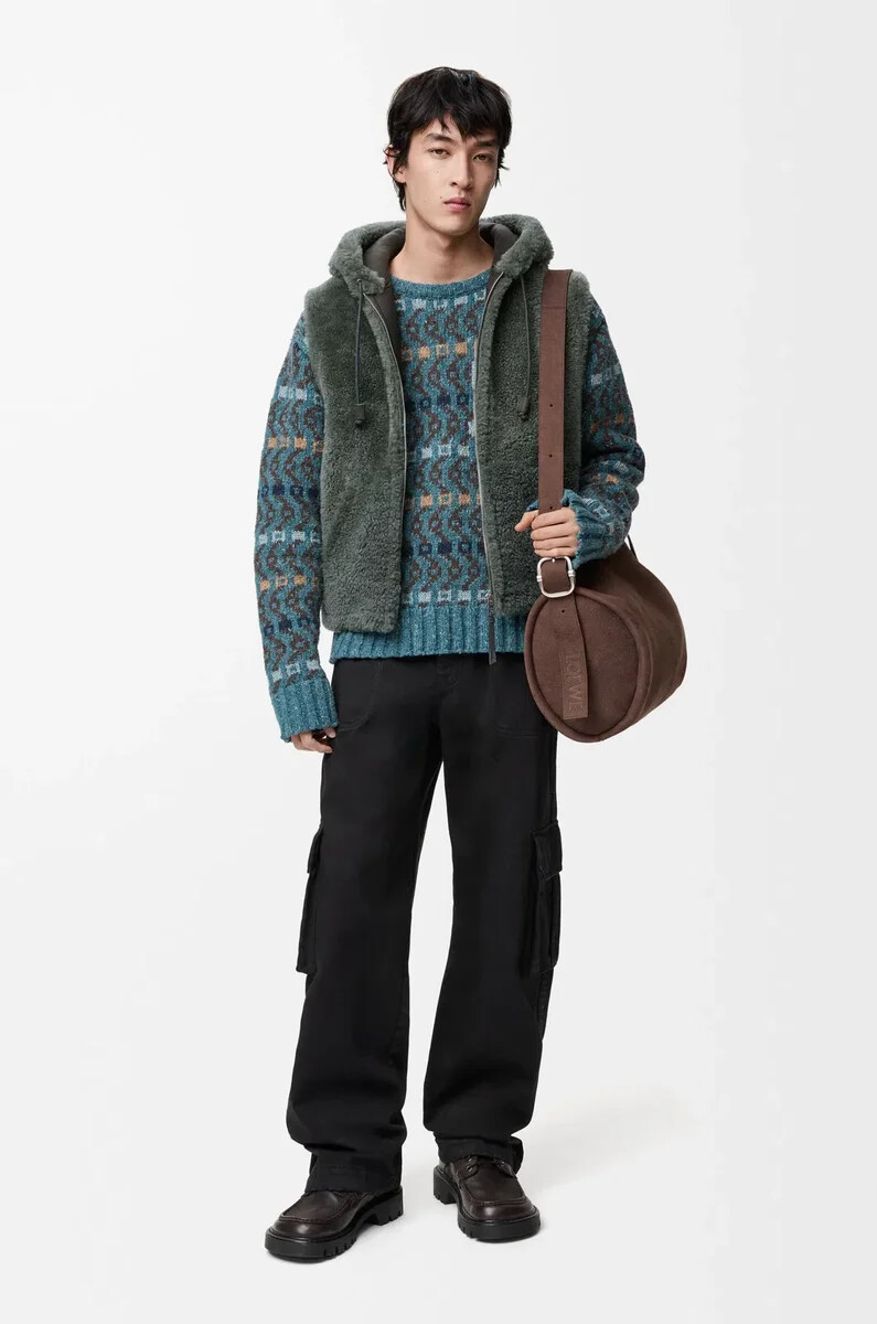 gilet in montone verde kaki