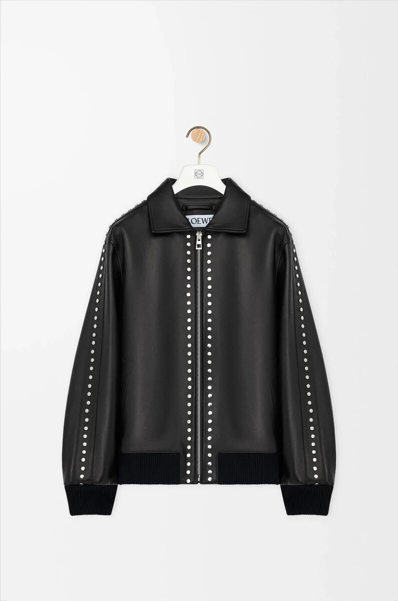 giubbotto bomber in nappa di agnello nero