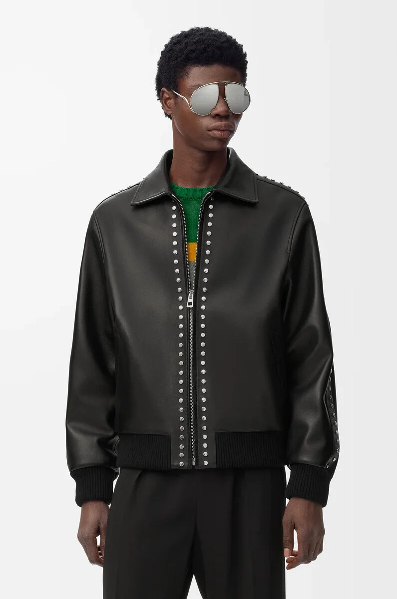 giubbotto bomber in nappa di agnello nero