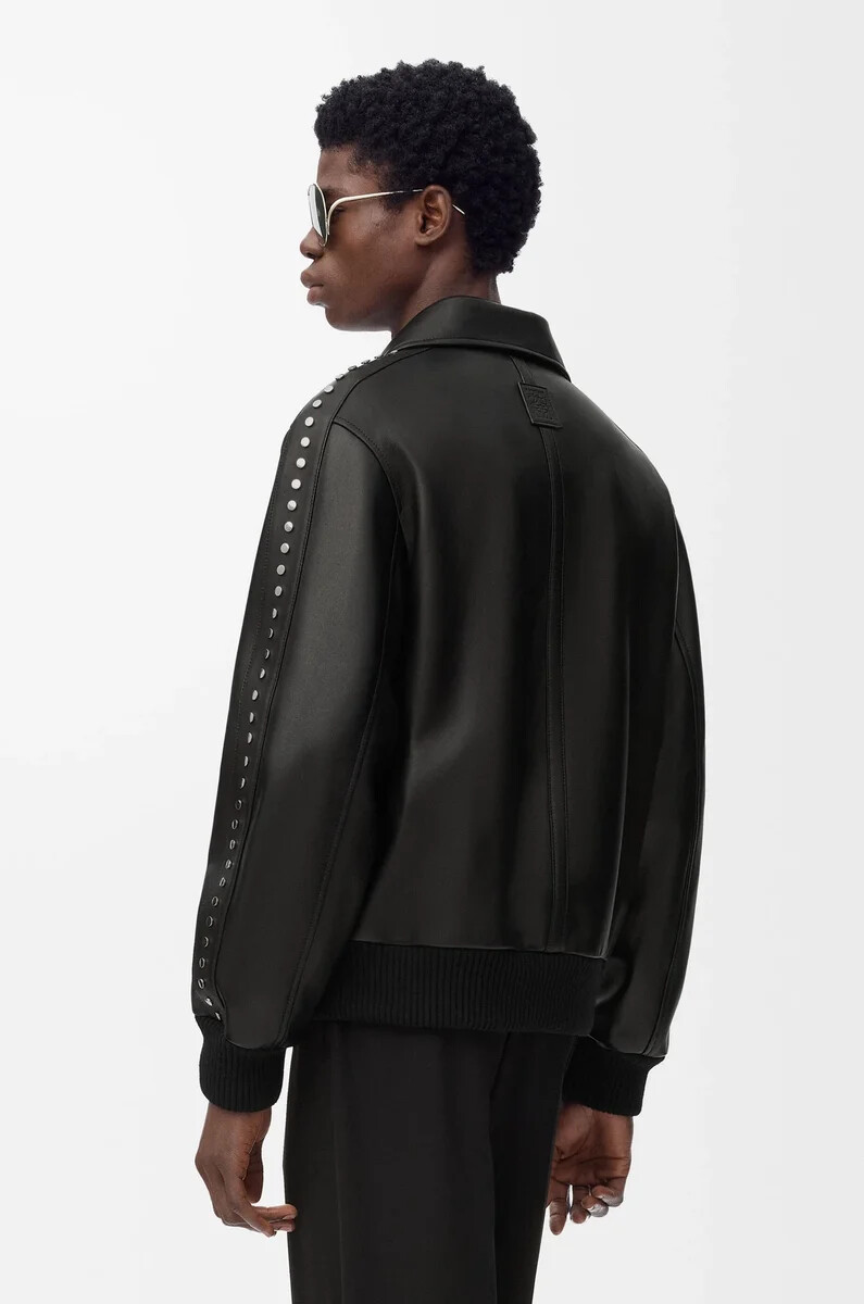 giubbotto bomber in nappa di agnello nero