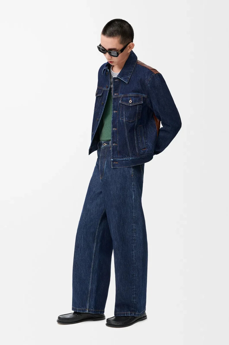 giacca ibrida in denim e vitello nappa raw denim