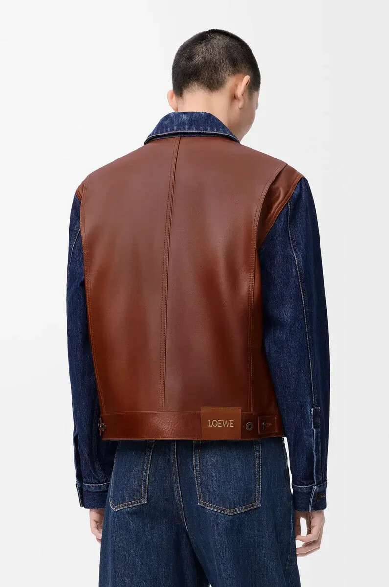 giacca ibrida in denim e vitello nappa raw denim