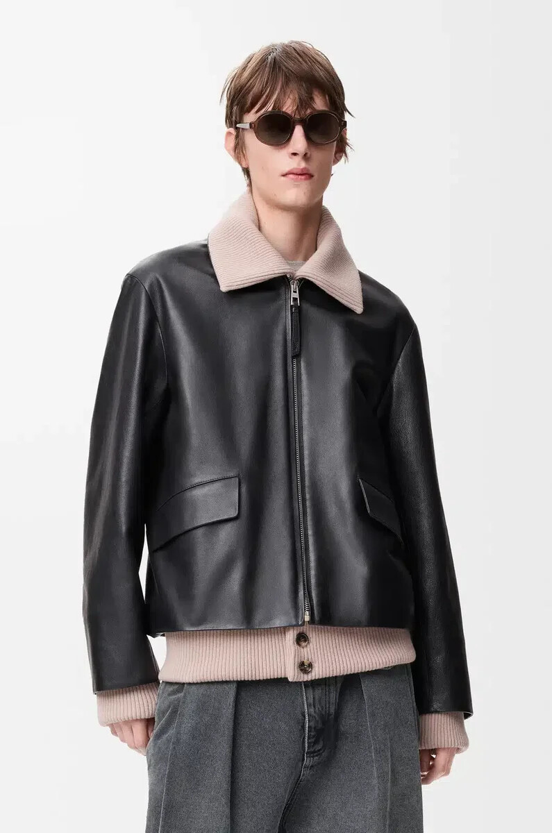 giacca in pelle di bufalo nappa nero
