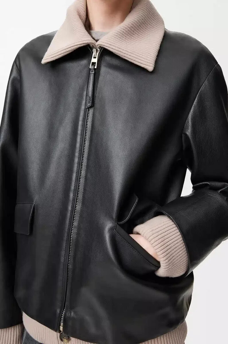 giacca in pelle di bufalo nappa nero