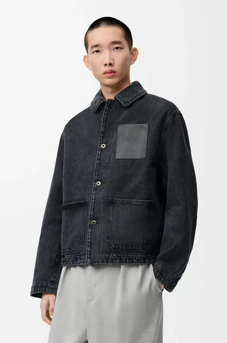 giacca da lavoro in denim nero