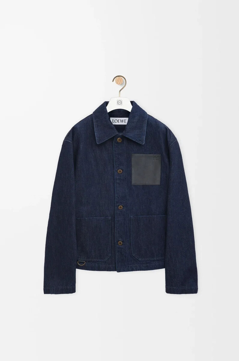 giacca da lavoro in denim blu indaco