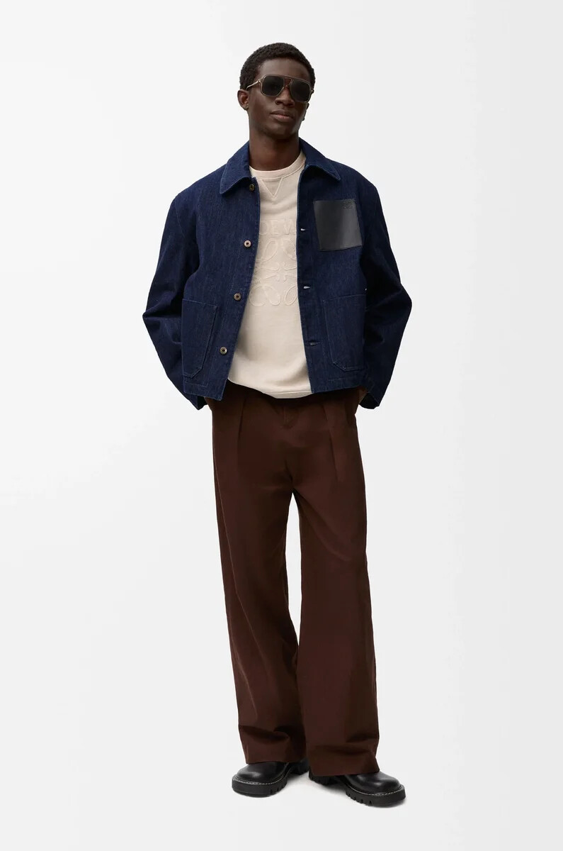 giacca da lavoro in denim blu indaco