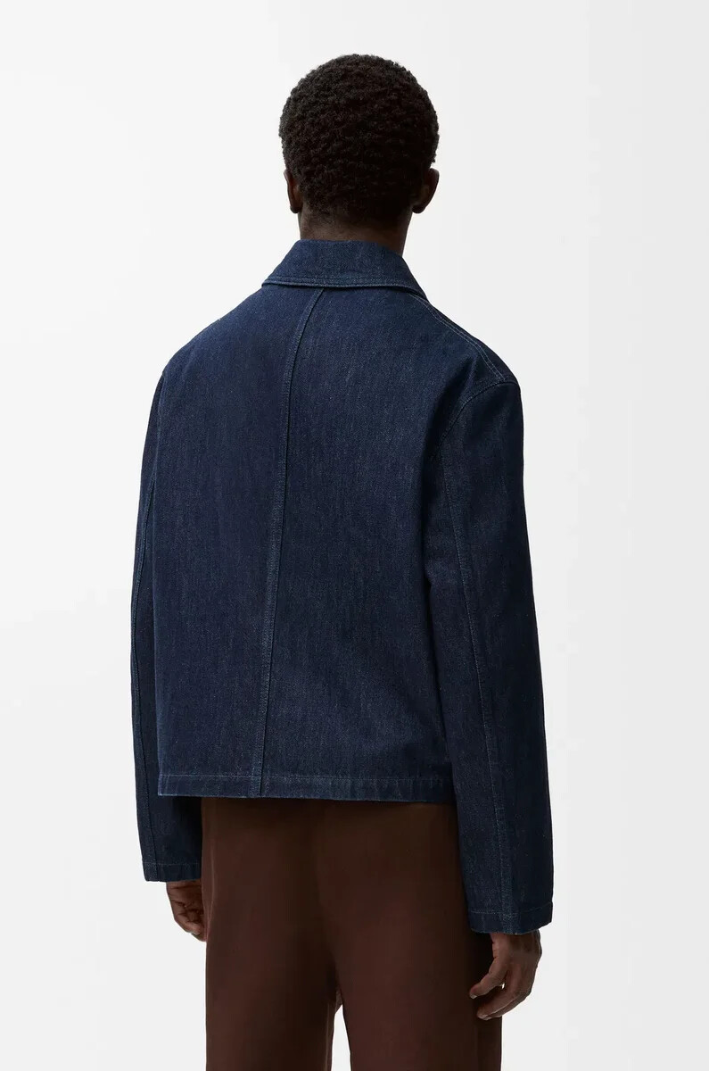 giacca da lavoro in denim blu indaco