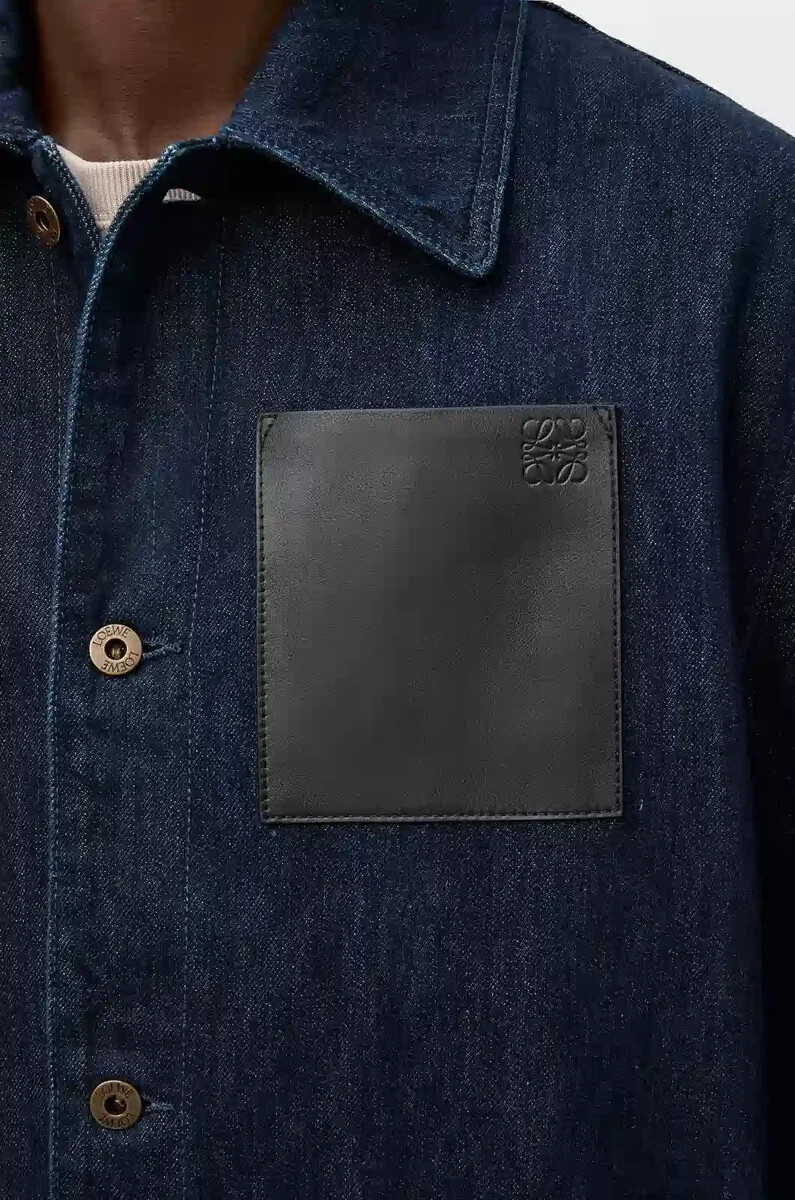 giacca da lavoro in denim blu indaco