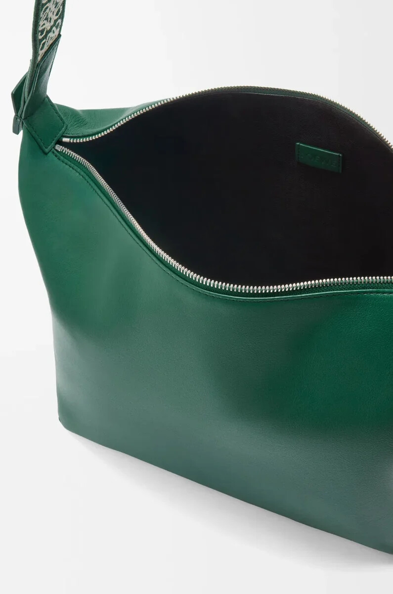 borsa a tracolla cubi in morbida pelle di vitello liscia e jacquard evergreen