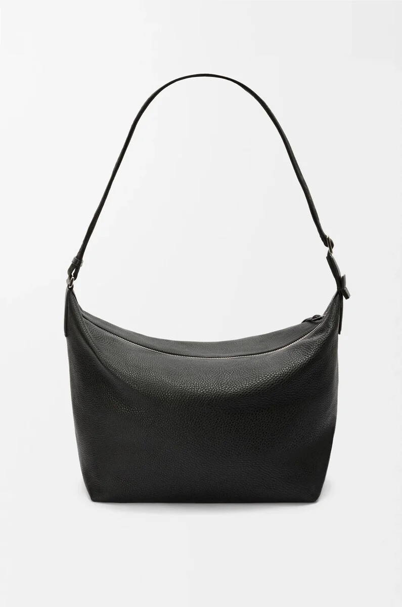 borsa a tracolla cubi in morbida pelle di vitello granata nero