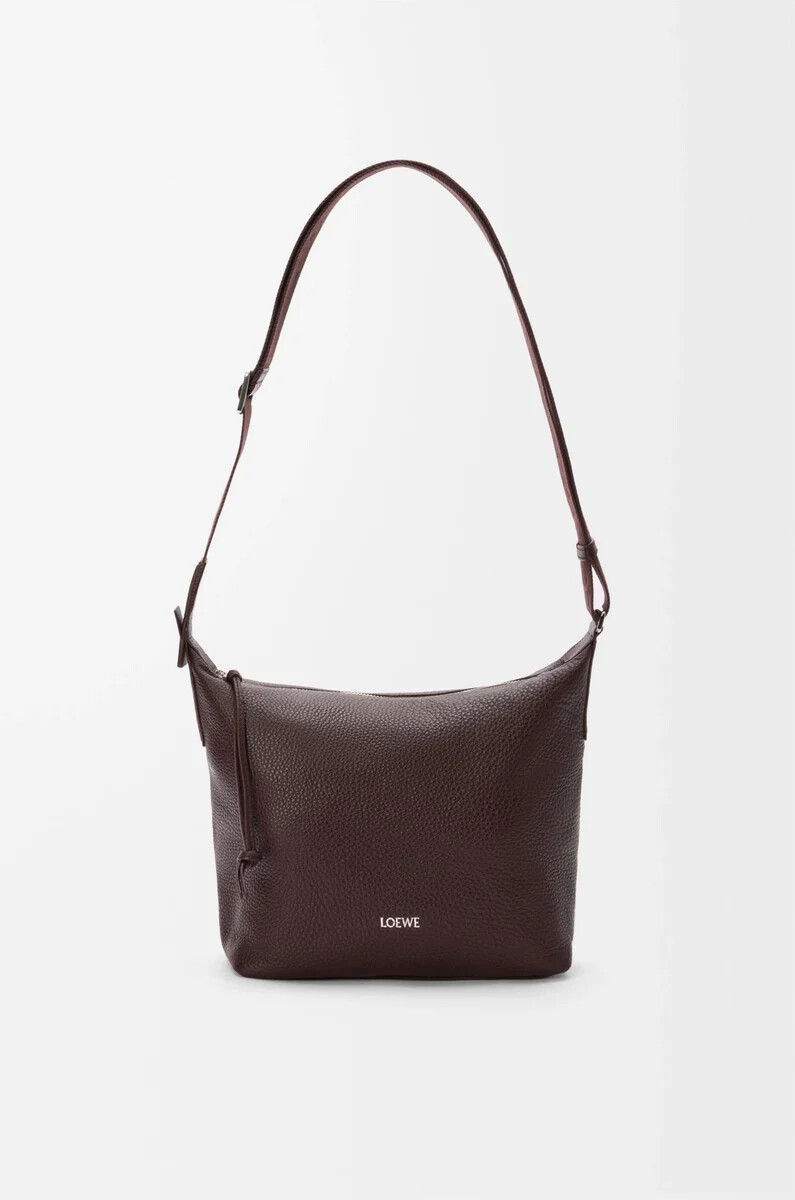 piccola borsa a tracolla cubi in morbida pelle di vitello grana oxblood