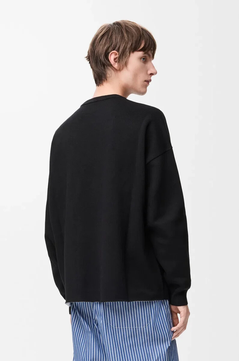 maglione con tasca anagramma in misto cotone nerobianco