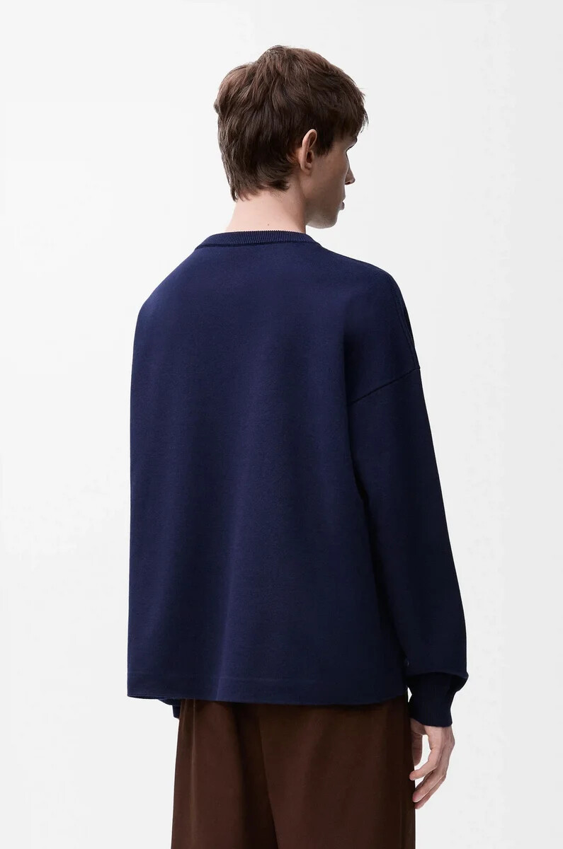 maglione con tasca anagramma in misto cotone blu navy
