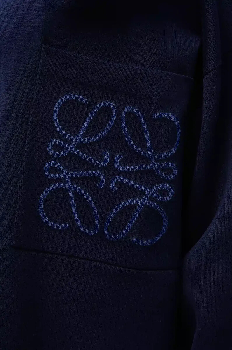 maglione con tasca anagramma in misto cotone blu navy