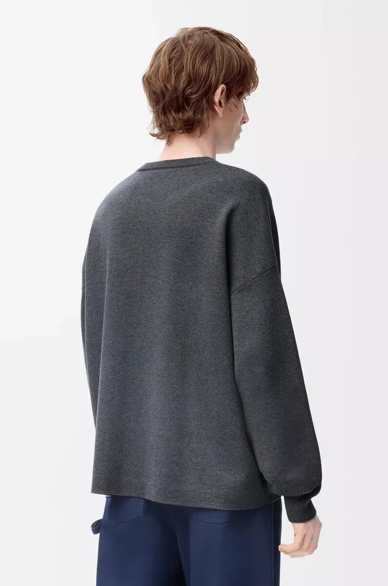 maglione con tasca anagramma in misto cotone grigioblu