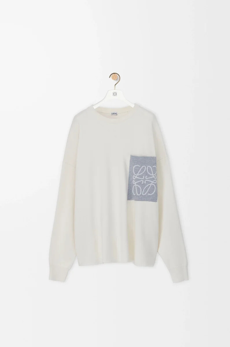 maglione con tasca anagramma in misto cotone beigegrigio
