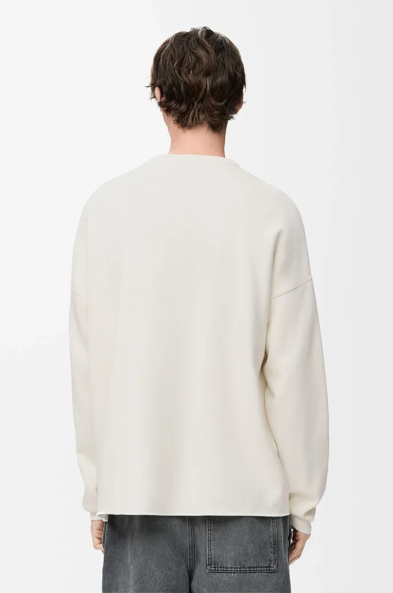 maglione con tasca anagramma in misto cotone beigegrigio
