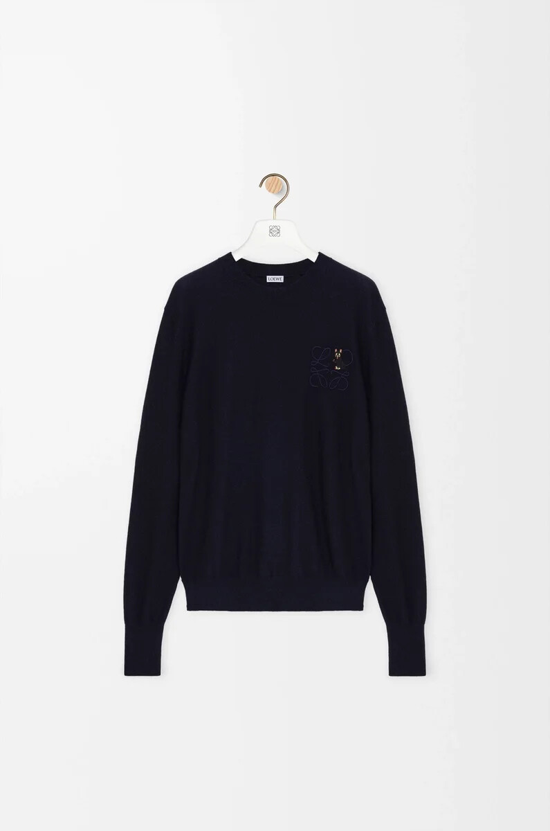 maglione in lana blu navy scuro