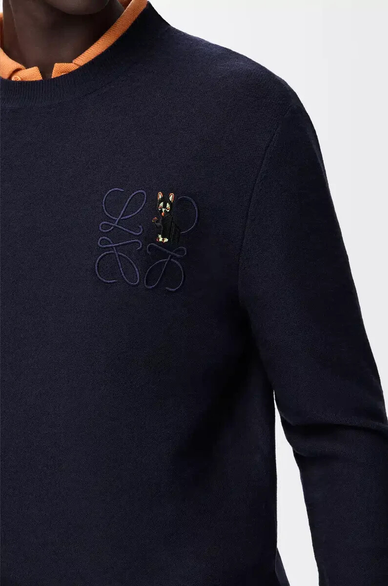 maglione in lana blu navy scuro