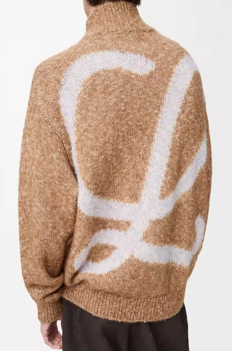 cardigan con zip in cotone lino e lana beige