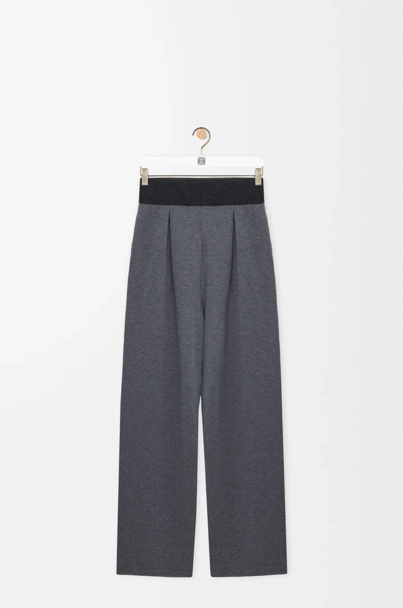 pantaloni in lana grigio melange