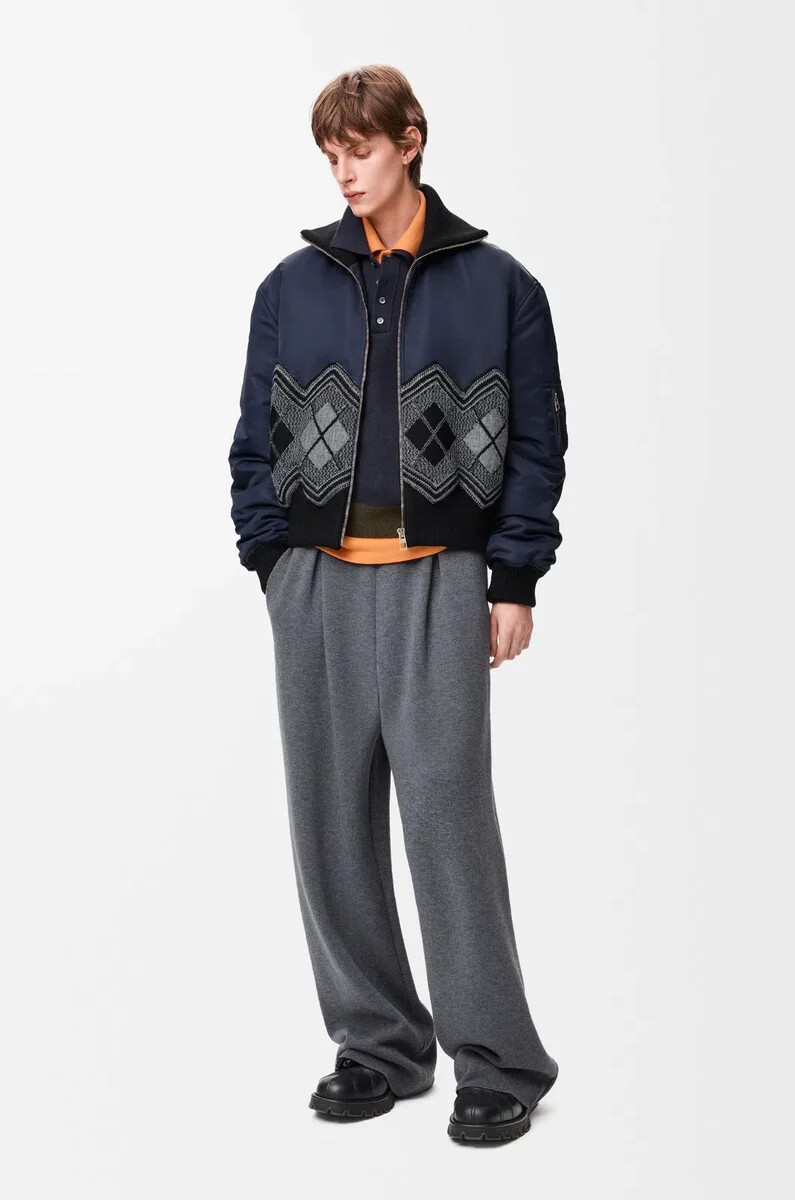 pantaloni in lana grigio melange