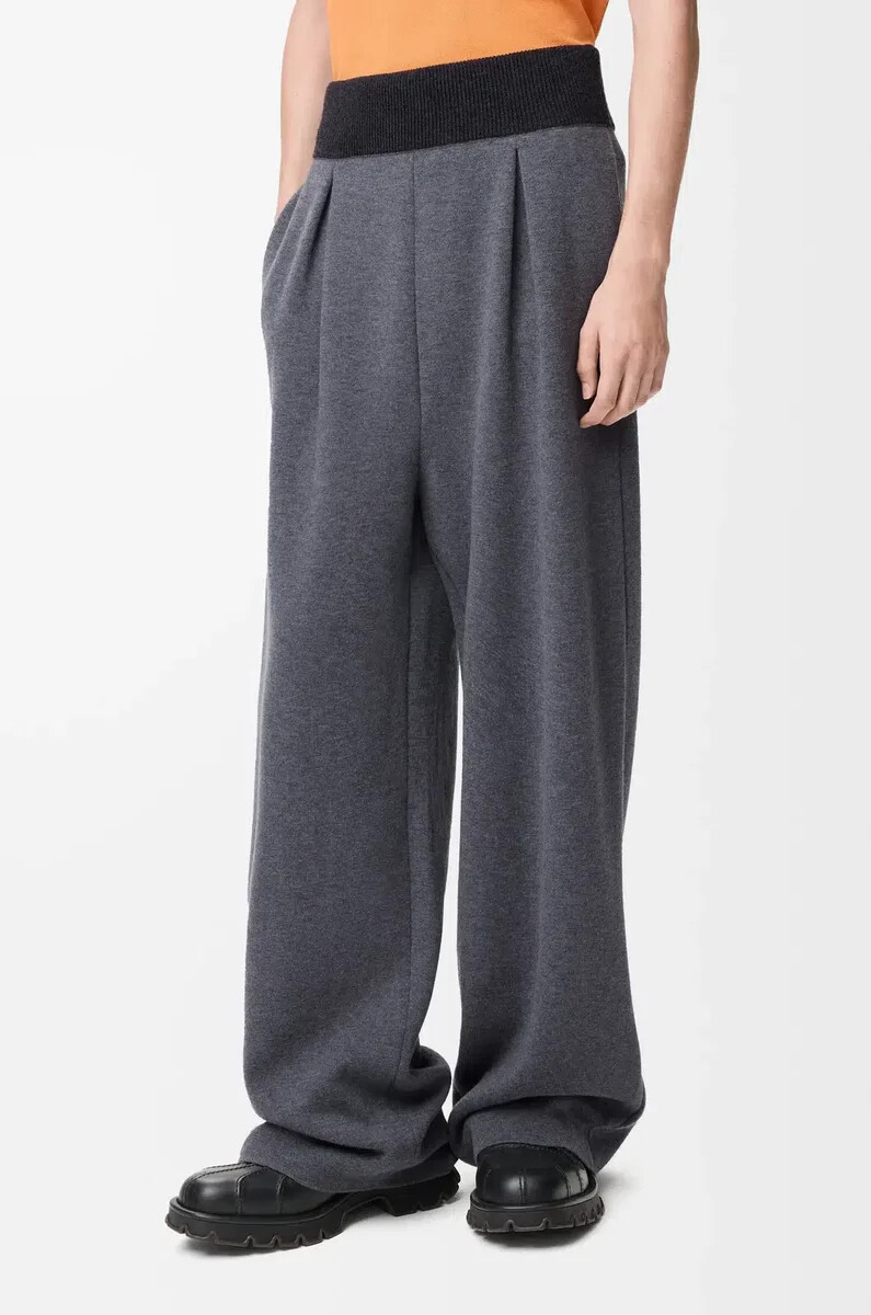 pantaloni in lana grigio melange